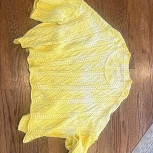 Free People Light Yellow Cable Knit Sweater